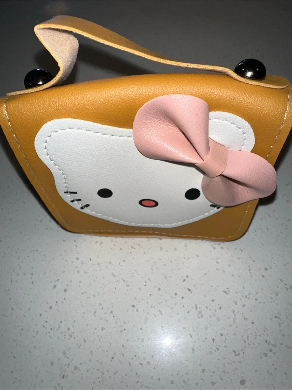 Hello Kitty Lt.Brown Mini Handbag/Crossbody with Pink Bow Hello Kitty Face, NWT